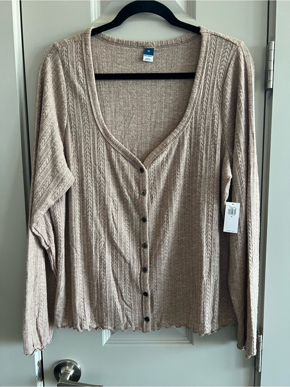 Old Navy Neutral Taupe Ribbed Knit Cardigan